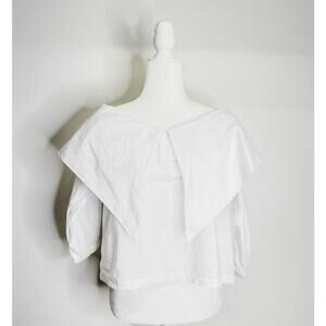 Style Keepers Luxe Off Shoulder White 100% Cotton Half Sleeve Size Medium‎